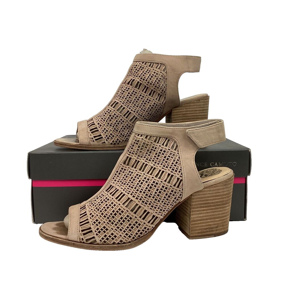 Vince Camuto - Women's Sz 10(M) Tan/Beige Leather Cone Heel - VC-KEANNIE
